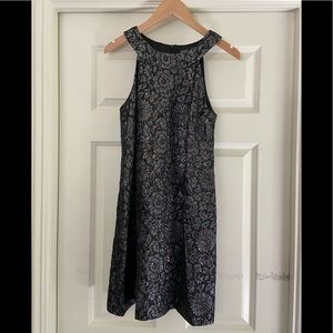 ABS Allen Schwartz metallic floral black and silver dress